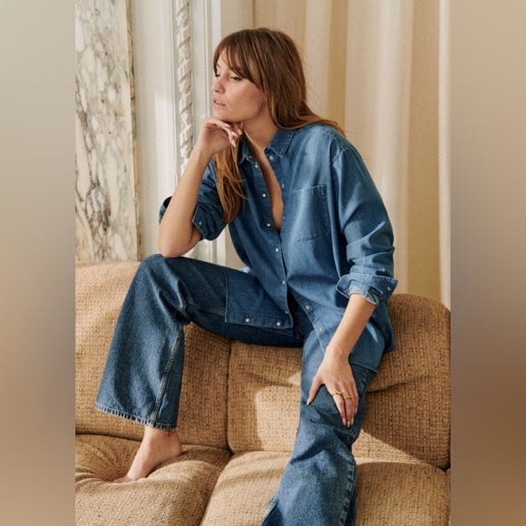 Sezane Max shirt in deep blue size 34 - Picture 2 of 5